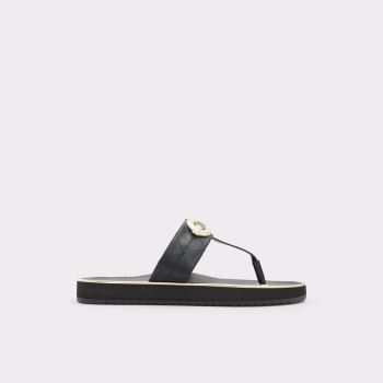 Black Aldo Searene Women's Flat Sandals | 2d1OlJ7H