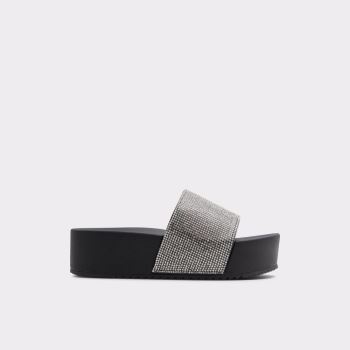 Black-Silver Multi Aldo Retrograde Women's Flat Sandals | hCEKpvjg