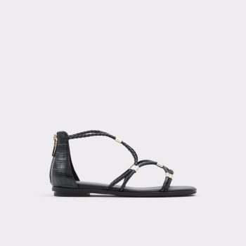 Black Synthetic Mixed Material Aldo Oceriwenflex Women's Flat Sandals | vOdRDRwa