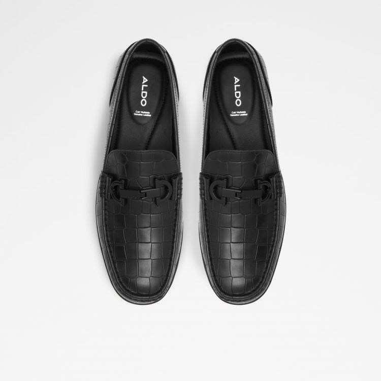 Black Leather Embossed Aldo Orlovoflex Men's Loafers | jXdOVPgp