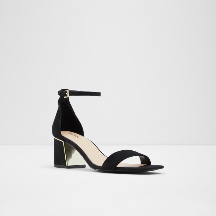 Black Leather Nubuck Aldo Kedeaviel Women's Dress Sandals | jX1fOK0v