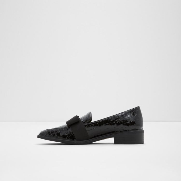 Black Synthetic Croco Aldo Hairalle Women's Loafers | DNvnfO5F