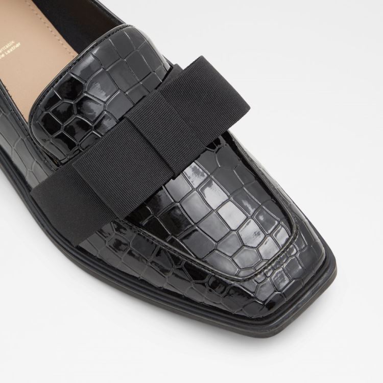 Black Synthetic Croco Aldo Hairalle Women's Loafers | DNvnfO5F