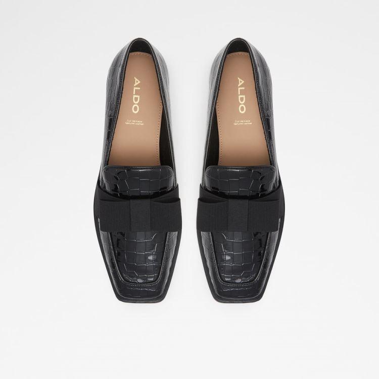 Black Synthetic Croco Aldo Hairalle Women's Loafers | DNvnfO5F