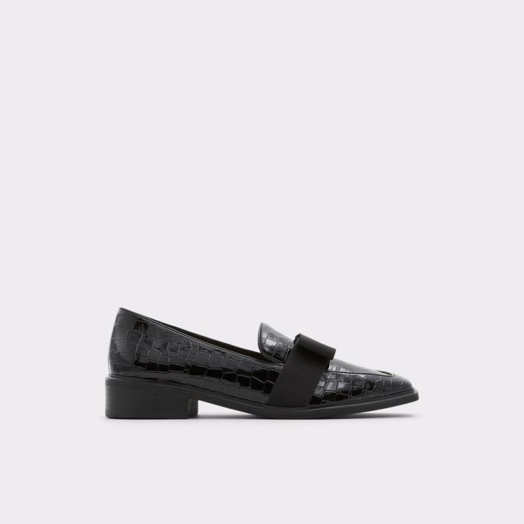 Black Synthetic Croco Aldo Hairalle Women\'s Loafers | DNvnfO5F