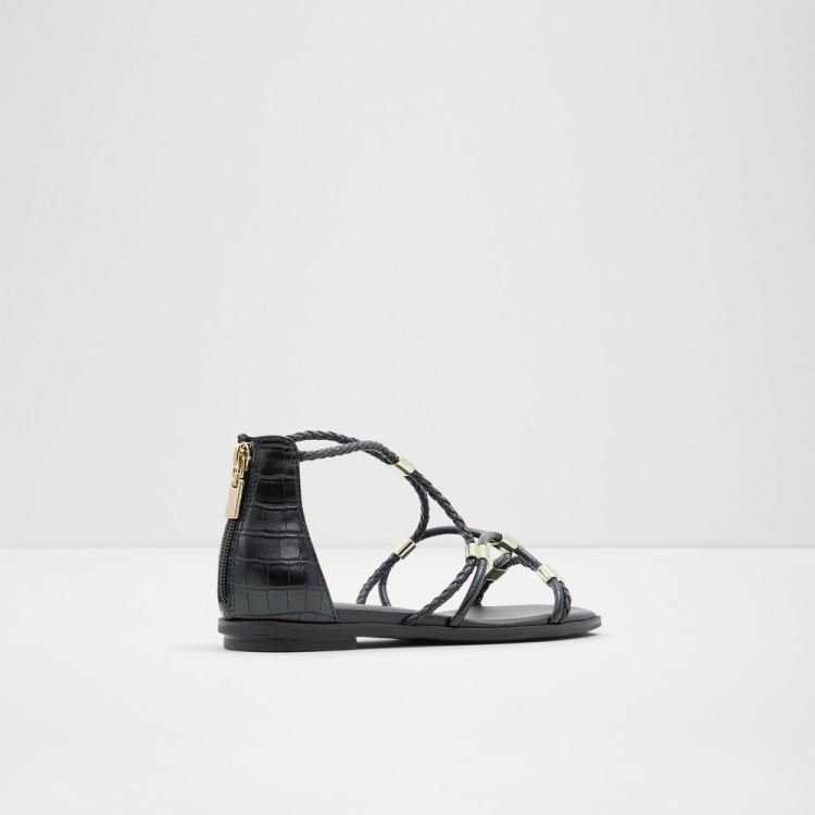 Black Synthetic Mixed Material Aldo Oceriwenflex Women's Flat Sandals | vOdRDRwa