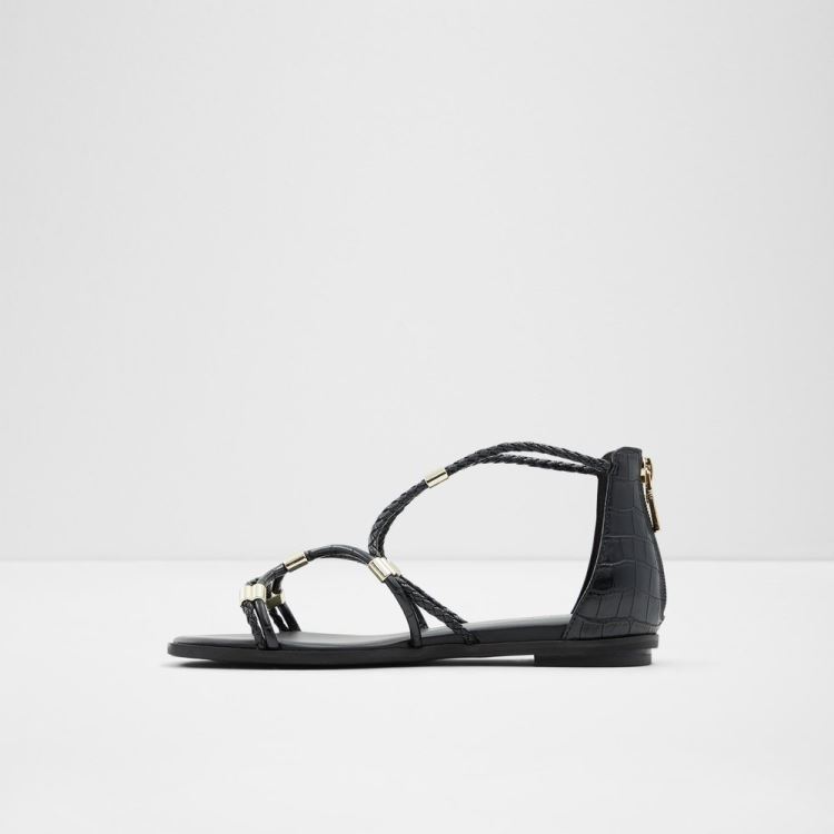 Black Synthetic Mixed Material Aldo Oceriwenflex Women's Flat Sandals | vOdRDRwa