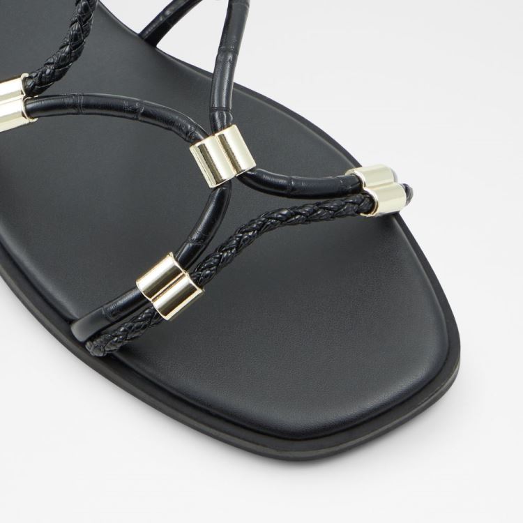 Black Synthetic Mixed Material Aldo Oceriwenflex Women's Flat Sandals | vOdRDRwa