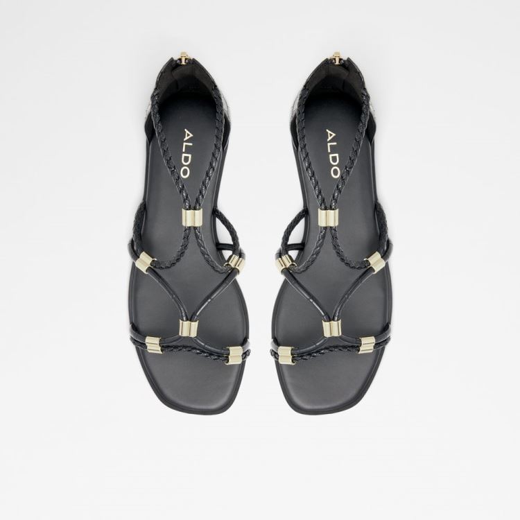 Black Synthetic Mixed Material Aldo Oceriwenflex Women's Flat Sandals | vOdRDRwa