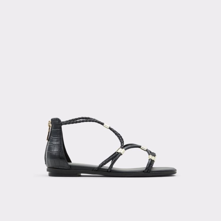 Black Synthetic Mixed Material Aldo Oceriwenflex Women\'s Flat Sandals | vOdRDRwa