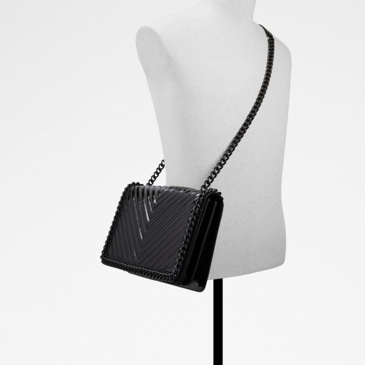 Black Synthetic Patent Aldo Greenwald Women's Shoulder Bags | eVocUQIE