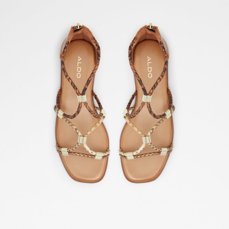 Brown Multi Aldo Oceriwenflex Women's Flat Sandals | zpIm3XXG