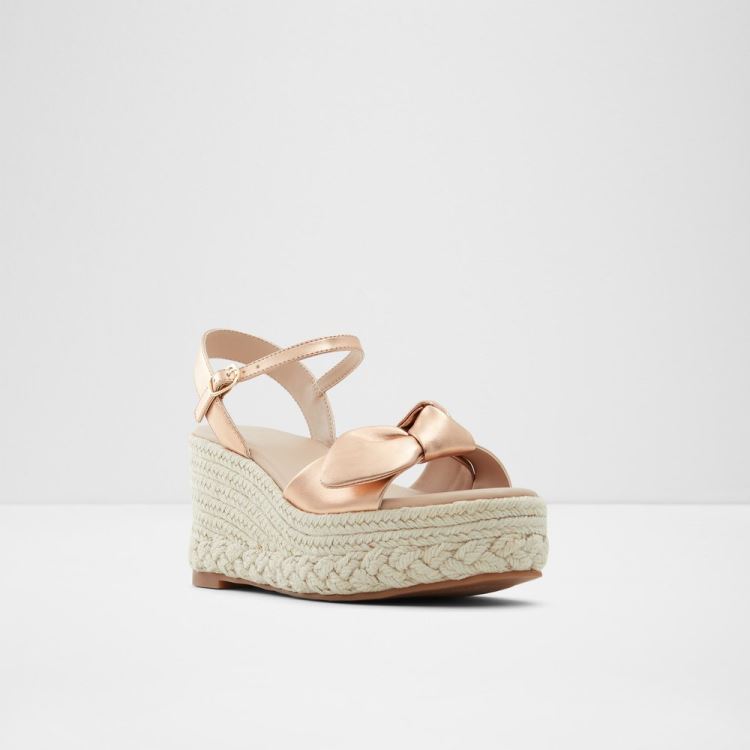 Rose Gold Aldo Macrama Women's Wedges | MOjIXPYo